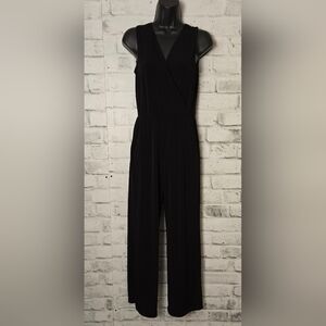 NY Collection Petite Black Wide Leg Jumpsuit Sleeveless Stretch PS